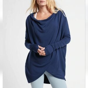 ATHLETA Enchanted Blue Purana Wrap Sweatshirt Hoodie Top XS